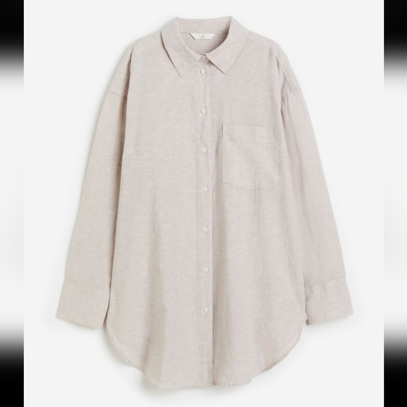BNWT H&M Linen Cotton Blend Botton Down Shirt, US S - Picture 12 of 12